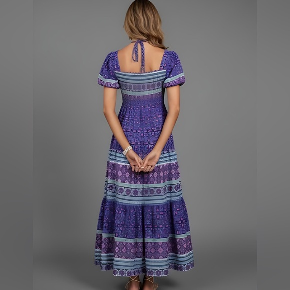Boho Print A-Line Dress Purple - Picture 4 of 8